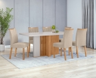 Conjunto Sala de Jantar Mesa Astrid 170 Tampo Vidro Maxi Off com 6 Cadeiras T&eacute;ssera - Lopas