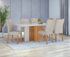 Conjunto Sala de Jantar Mesa Astrid 170 Tampo Vidro Maxi Off com 6 Cadeiras Rayla - Lopas