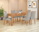 Conjunto Sala de Jantar Mesa Athenas 180 Tampo No Glass com 6 Cadeiras Rayla - Lopas