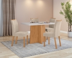 Conjunto Sala de Jantar Mesa Celebrare 120 Tampo Vidro Maxi Off com 4 Cadeiras T&eacute;ssera - Lopas