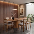 SALA DE JANTAR BARCELONA 200CM COM 6 CADEIRAS MADEIRA MACI&Ccedil;A SANTORINI CINAMOMO TELA/LINHO