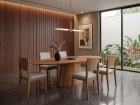 SALA DE JANTAR BARCELONA 180CM COM 6 CADEIRAS MADEIRA MACI&Ccedil;A SANTORINI CINAMOMO LINHO