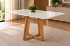 MESA BALI 160CM COM VIDRO PARA SALA DE JANTAR
