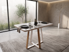 MESA ATLANTA 120CM COM VIDRO RETANGULAR PARA SALA DE JANTAR